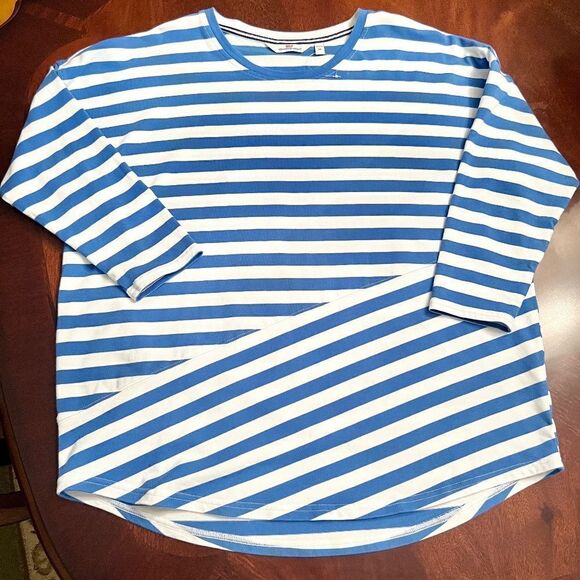 NWOT Vineyard Vines Pieced Deluxe Blue White Striped Tee T Shirt Top MEDIUM - Picture 1 of 7